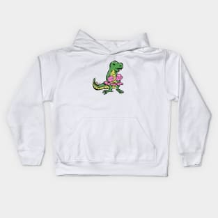 Cheer Leader Cheerleader Tyrannosaurus Dinosaur Dino Cartoon Cute Character Kids Hoodie